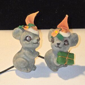 Josefs Originals flocked Mice, Mouse Ornaments set of 2